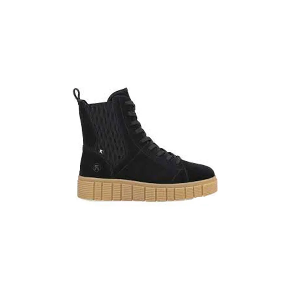 REVOLUTION PLATFORM CITY LACE MID BOOTIE BLACK - WOMENS