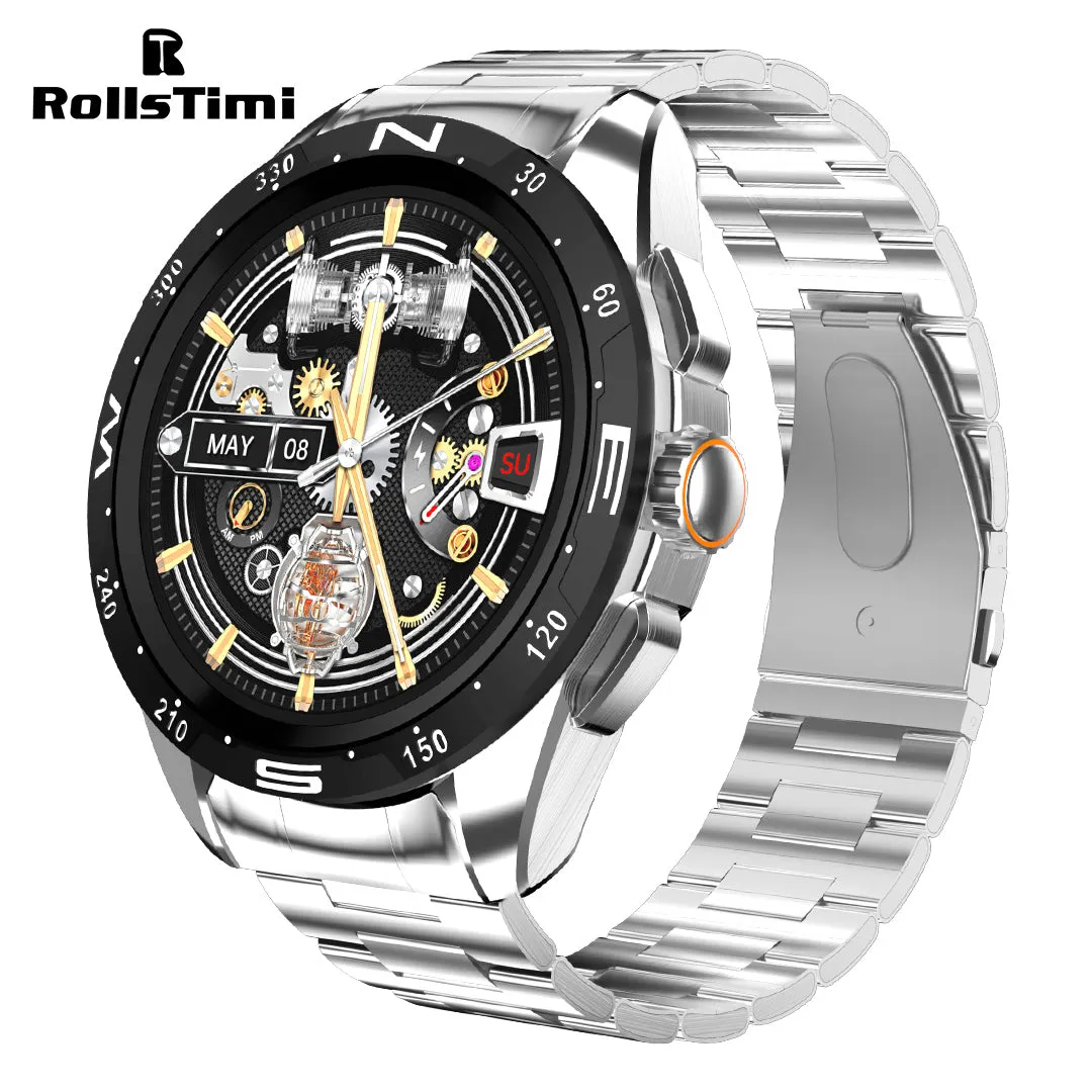 RollsTimi RTH6Max Men's Smartwatch Sports Fitness Tracker Fashion Waterproof Smart Watches for Women Bluetooth Calls Heart Rate Blood Pressure Monitoring