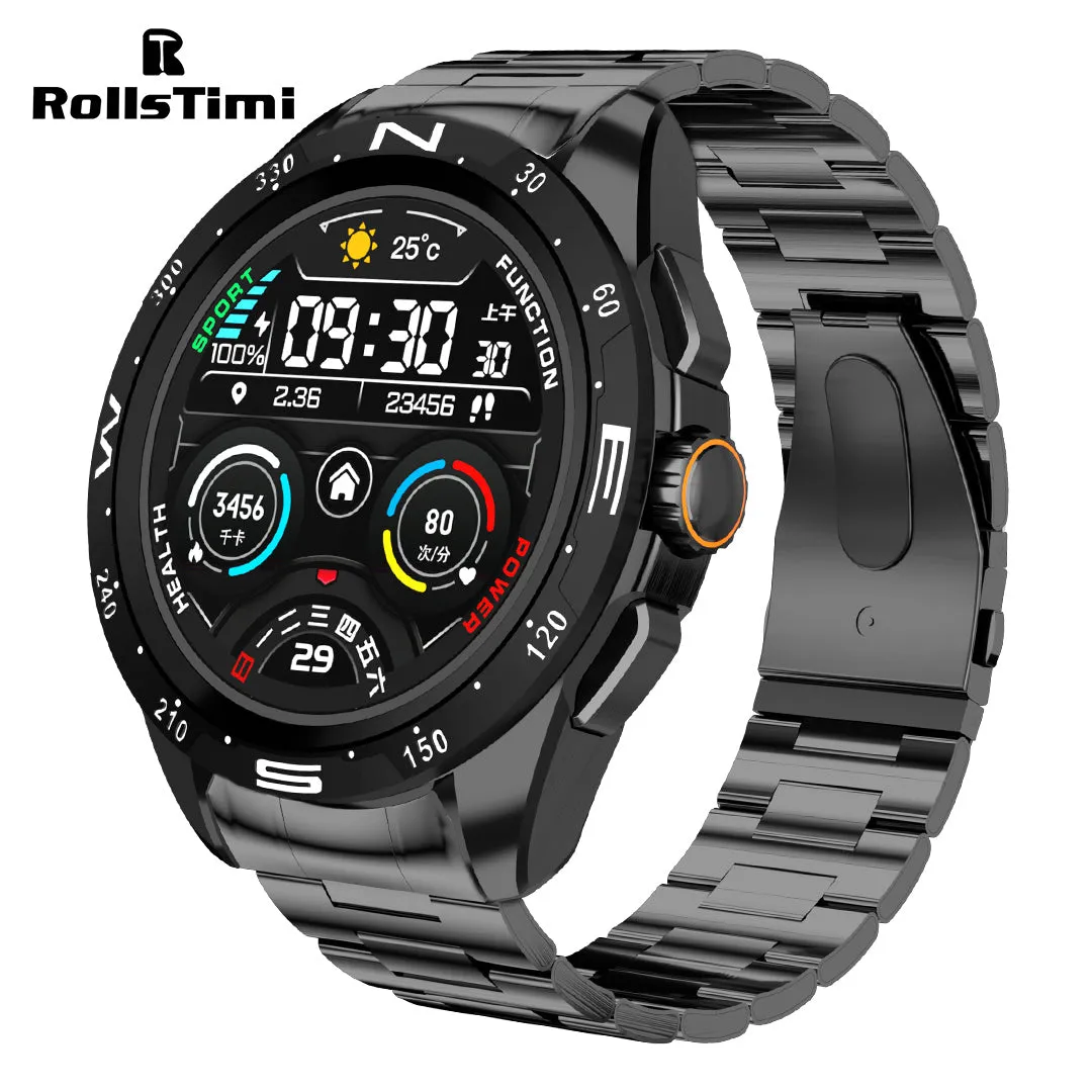 RollsTimi RTH6Max Men's Smartwatch Sports Fitness Tracker Fashion Waterproof Smart Watches for Women Bluetooth Calls Heart Rate Blood Pressure Monitoring