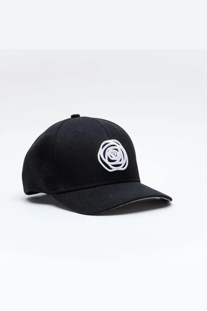 Rose Road Baseball Cap Black with White Logo