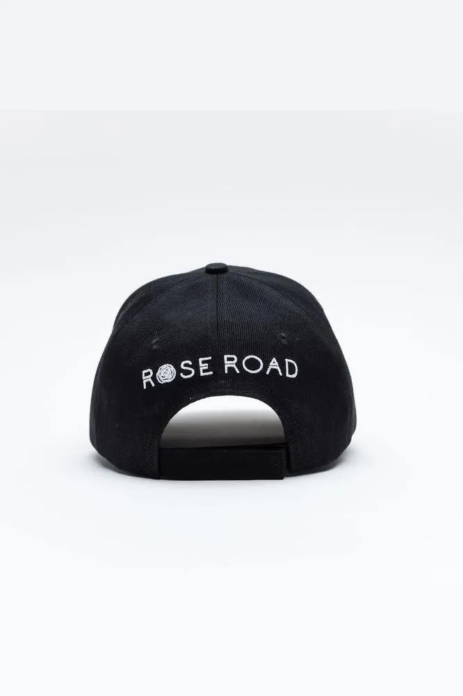 Rose Road Baseball Cap Black with White Logo