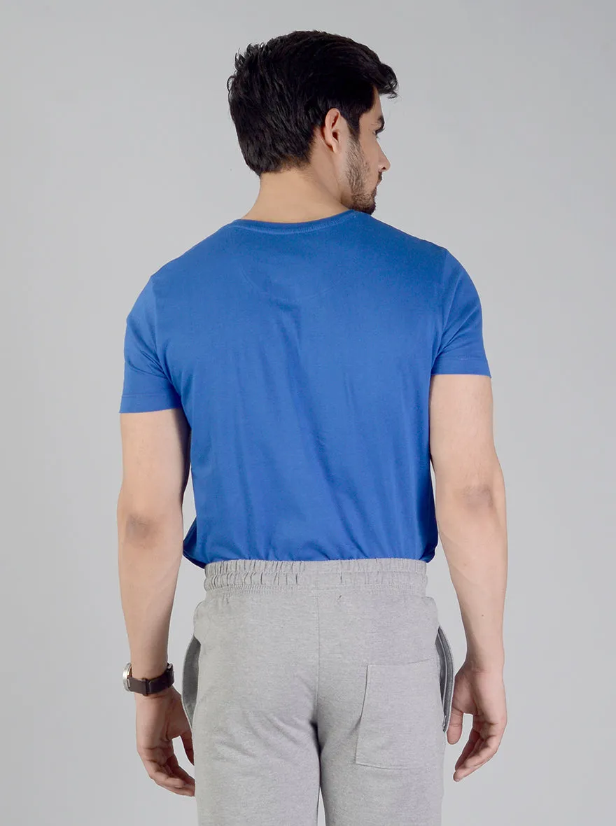 Royal Blue Solid Slim Fit T-shirt | JadeBlue