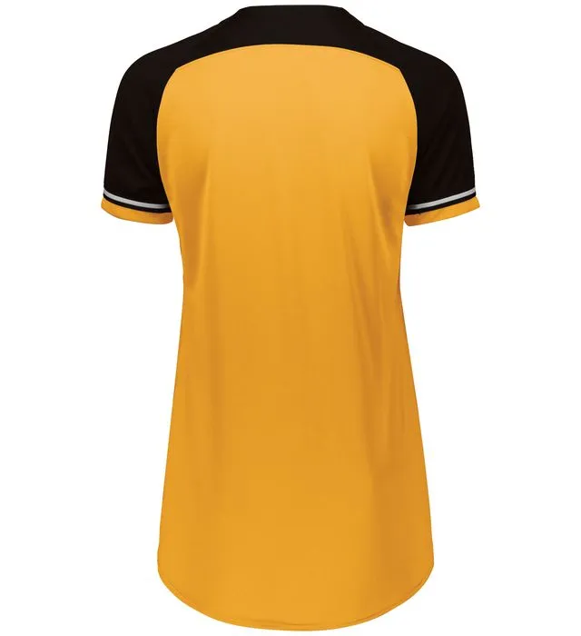 Russell Gold/Black/White Ladies Classic V-Neck Softball Jersey