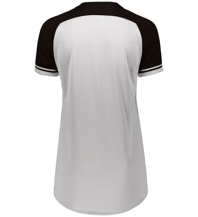 Russell White/Black/White Ladies Classic V-Neck Softball Jersey