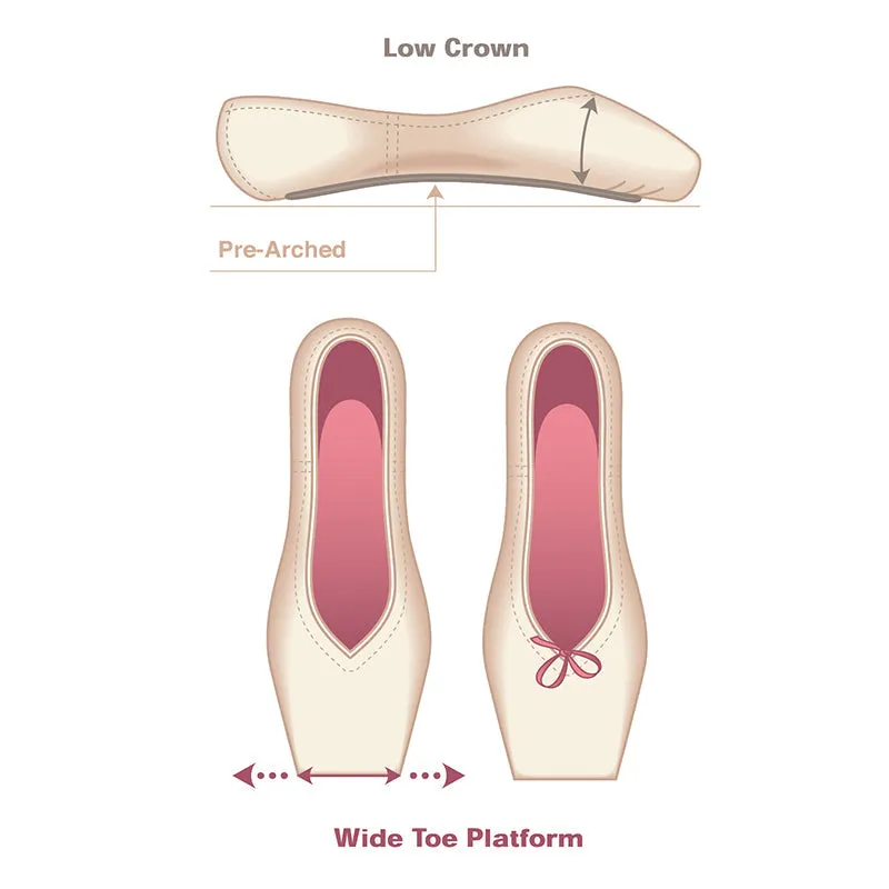 Russian Pointe Rubin V-Cut Pointe Shoes - Flexible Hard Shank