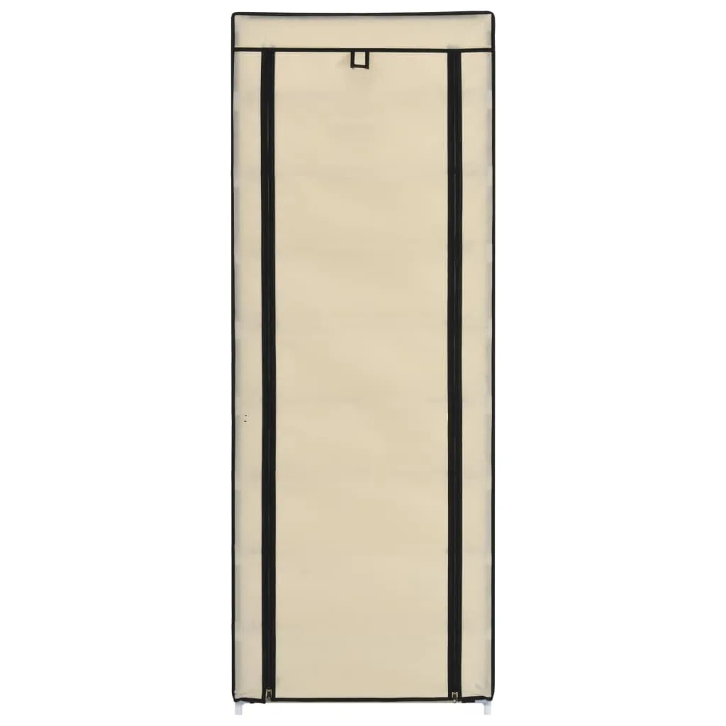 Shoe Cabinet with Cover Cream 57x29x162 cm Fabric