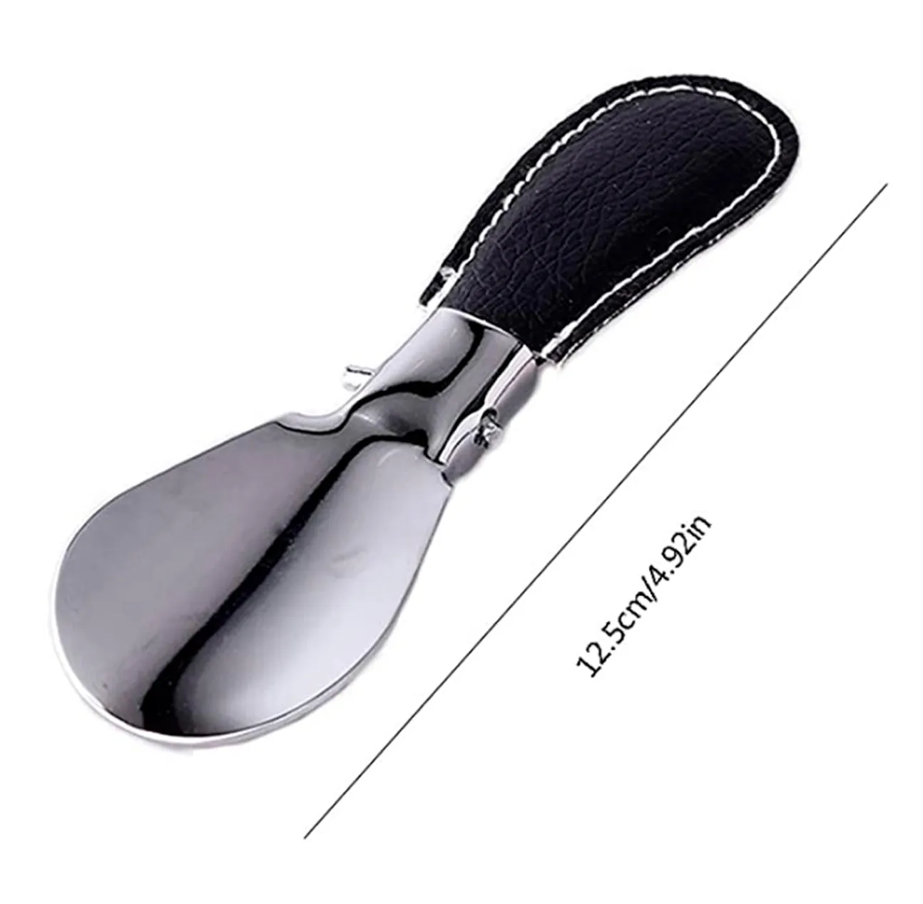 Shoe Horn,Set of 3 Foldable Stainless Steel Shoe Horns with Leather Strap 4.92" Long,Portable for Travel Use