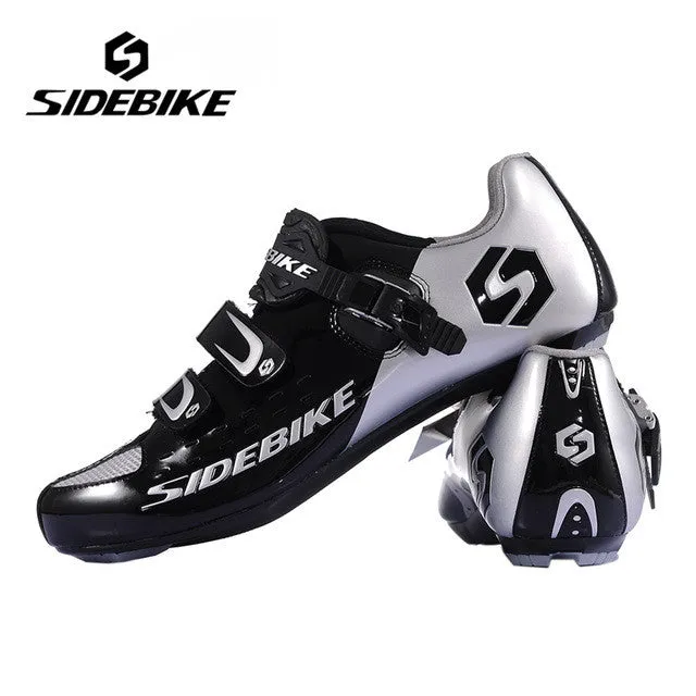 SIDEBIKE Men Women Breathable Athletic Cycling Shoes Bicycle Cycling Sports Shoes Road Bike Self-Locking Racing Shoes, White