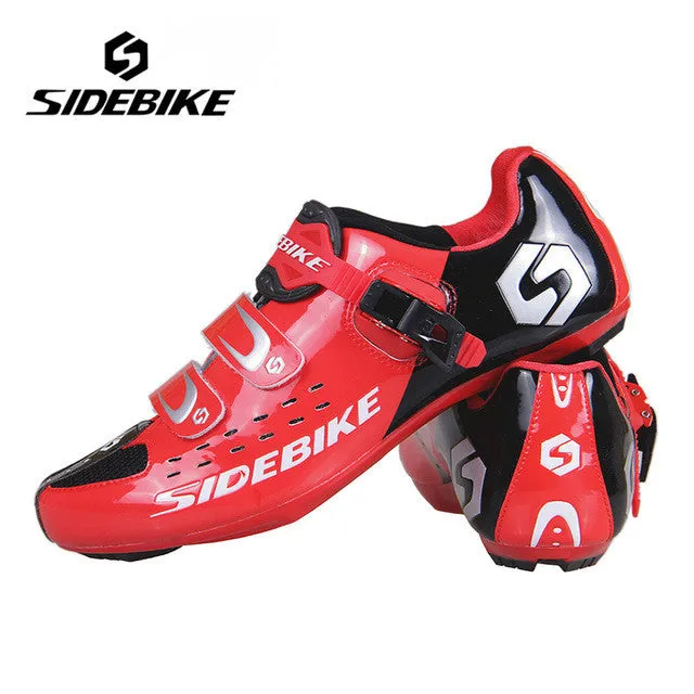 SIDEBIKE Men Women Breathable Athletic Cycling Shoes Bicycle Cycling Sports Shoes Road Bike Self-Locking Racing Shoes, White