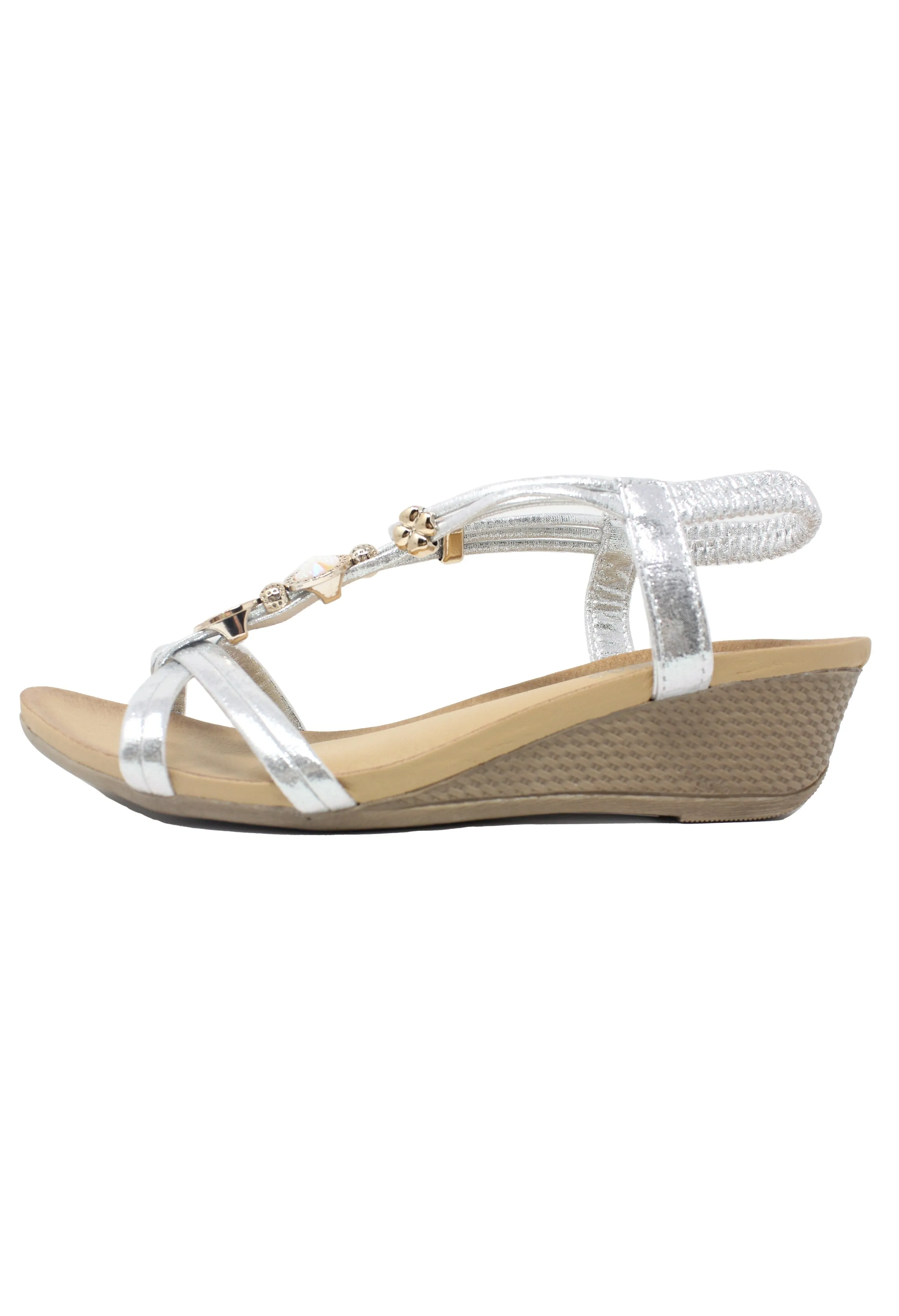 Silver Lightweight T Strap Wedge Sandal-1