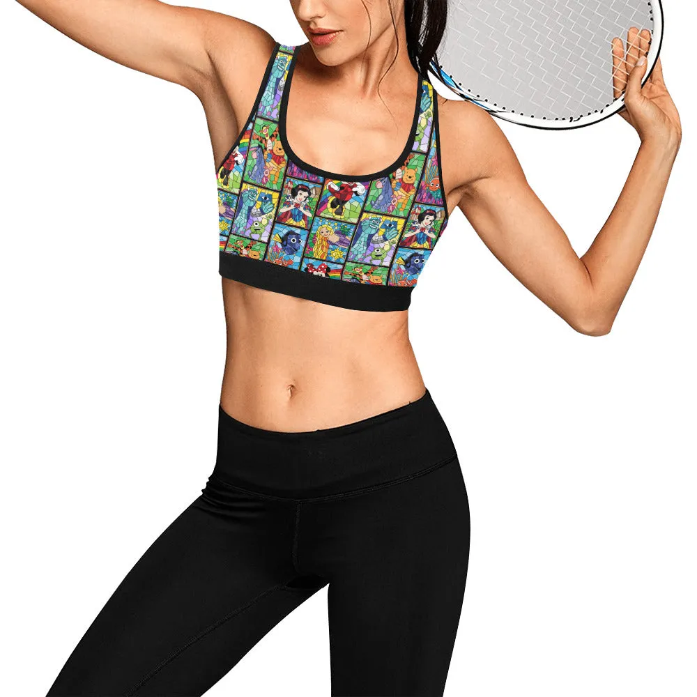 Stained Glass Characters Women's Sports Bra