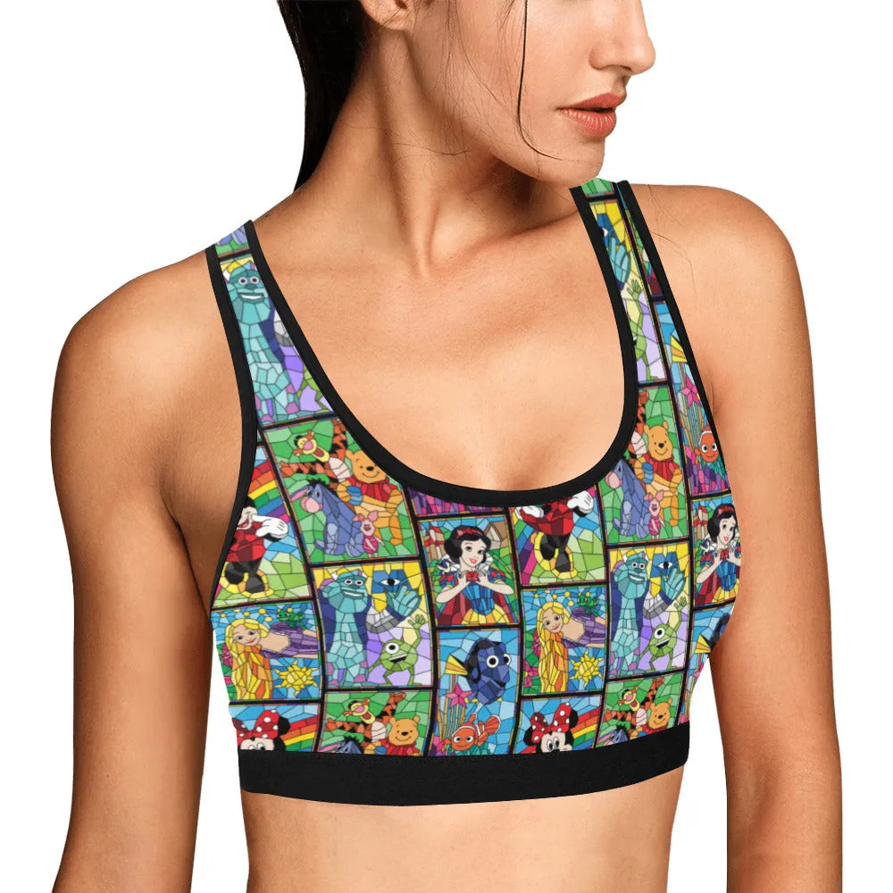 Stained Glass Characters Women's Sports Bra