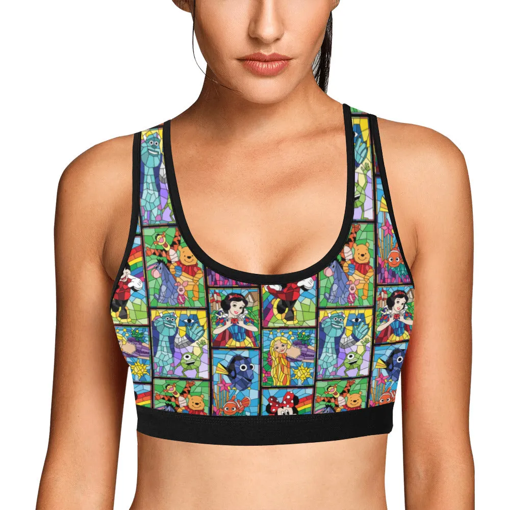 Stained Glass Characters Women's Sports Bra