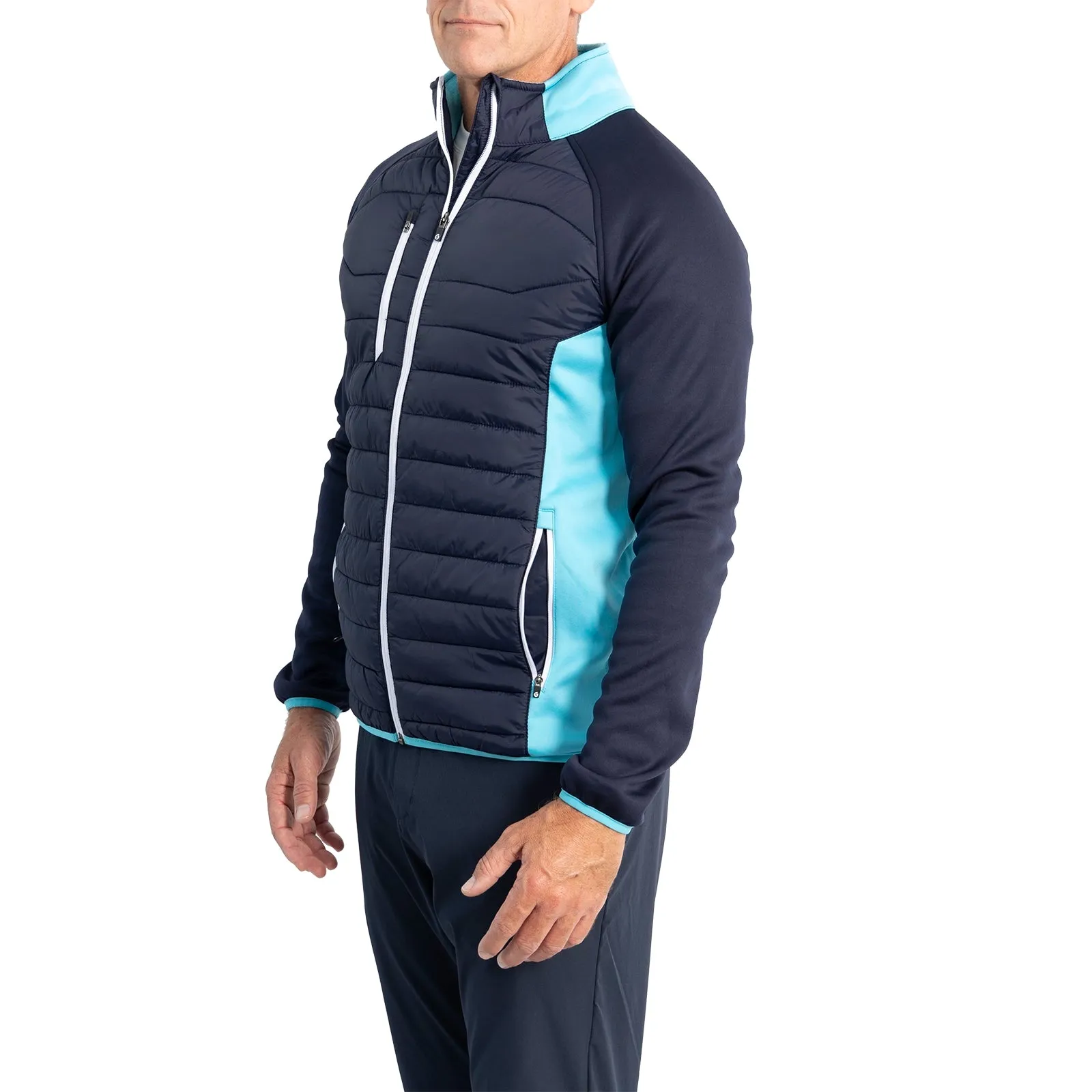 Sunderland Zermatt Padded Stretch Panel Performance Golf Jacket - Navy/ Aqua