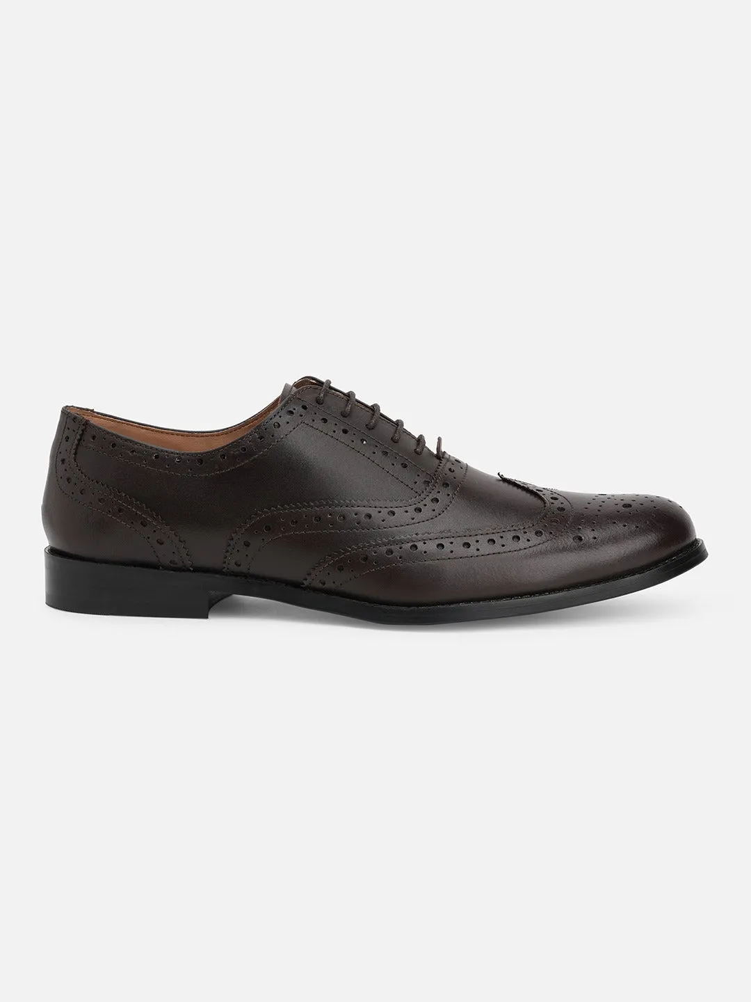 Textured Black Leather Formal Brogues