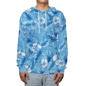 The Apponagasett to Elizabeth Islands Blue Floral Hooded Performance Sports Shirt