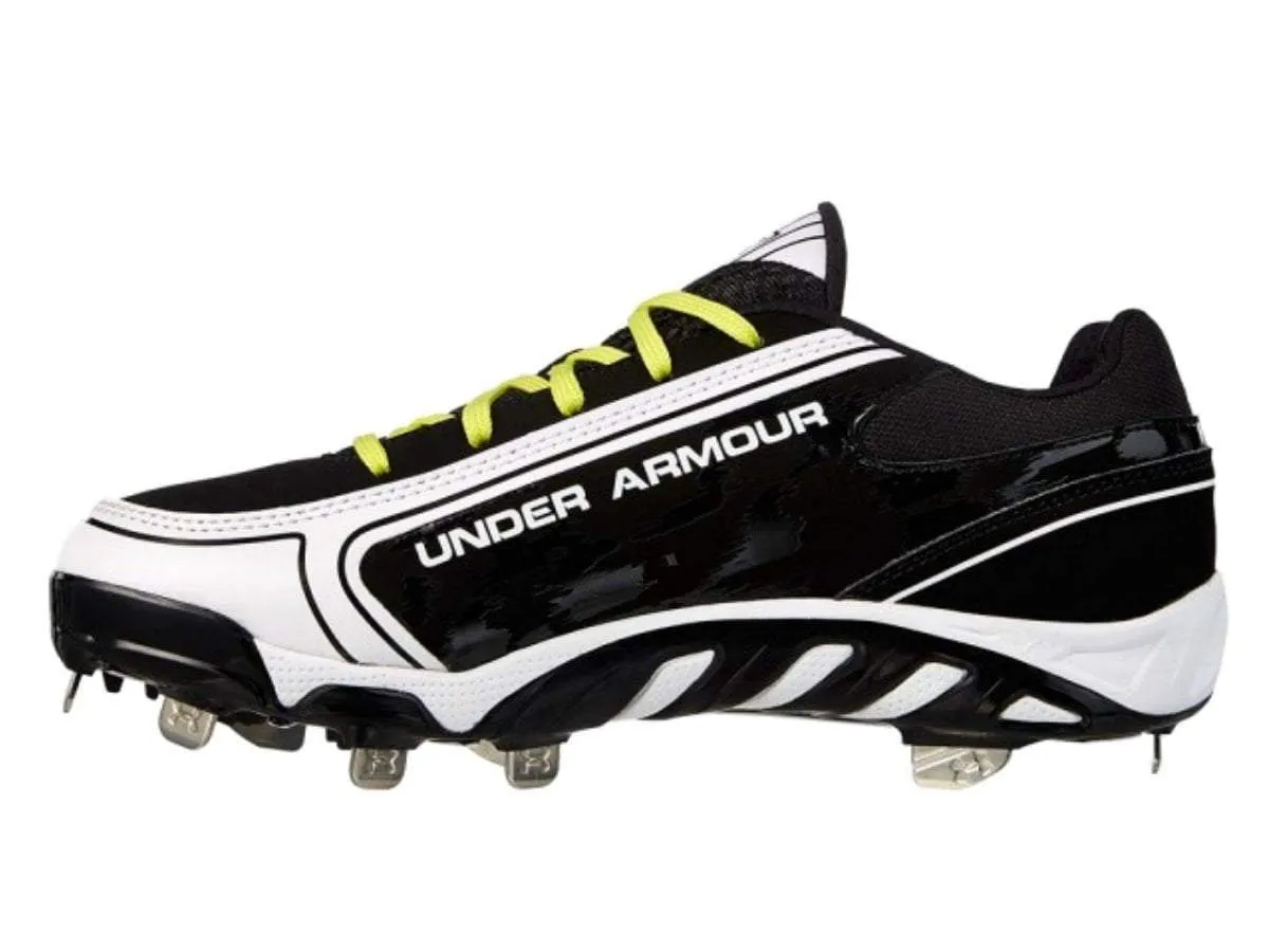 Under Armour Spine Glyde ST CC Womens Black White Softball Cleat Shoes