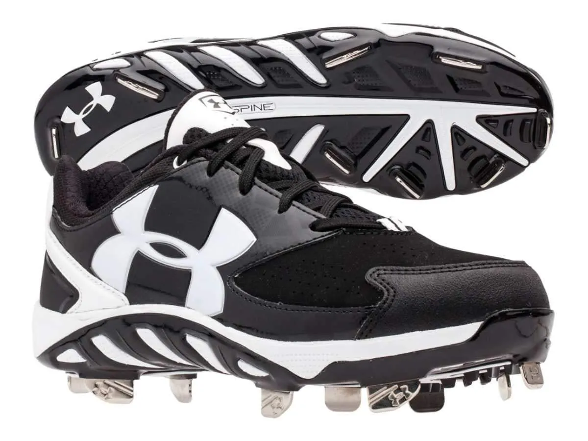 Under Armour Spine Glyde ST Women's Black White Softball Cleat Shoes