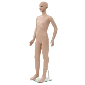 vidaXL Full Body Child Mannequin with Glass Base Beige 140 cm