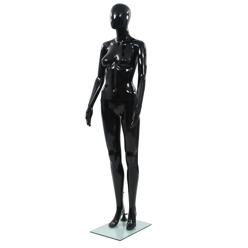 vidaXL Full Body Female Mannequin with Glass Base Glossy Black 175 cm