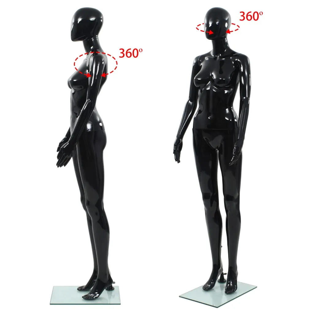 vidaXL Full Body Female Mannequin with Glass Base Glossy Black 175 cm