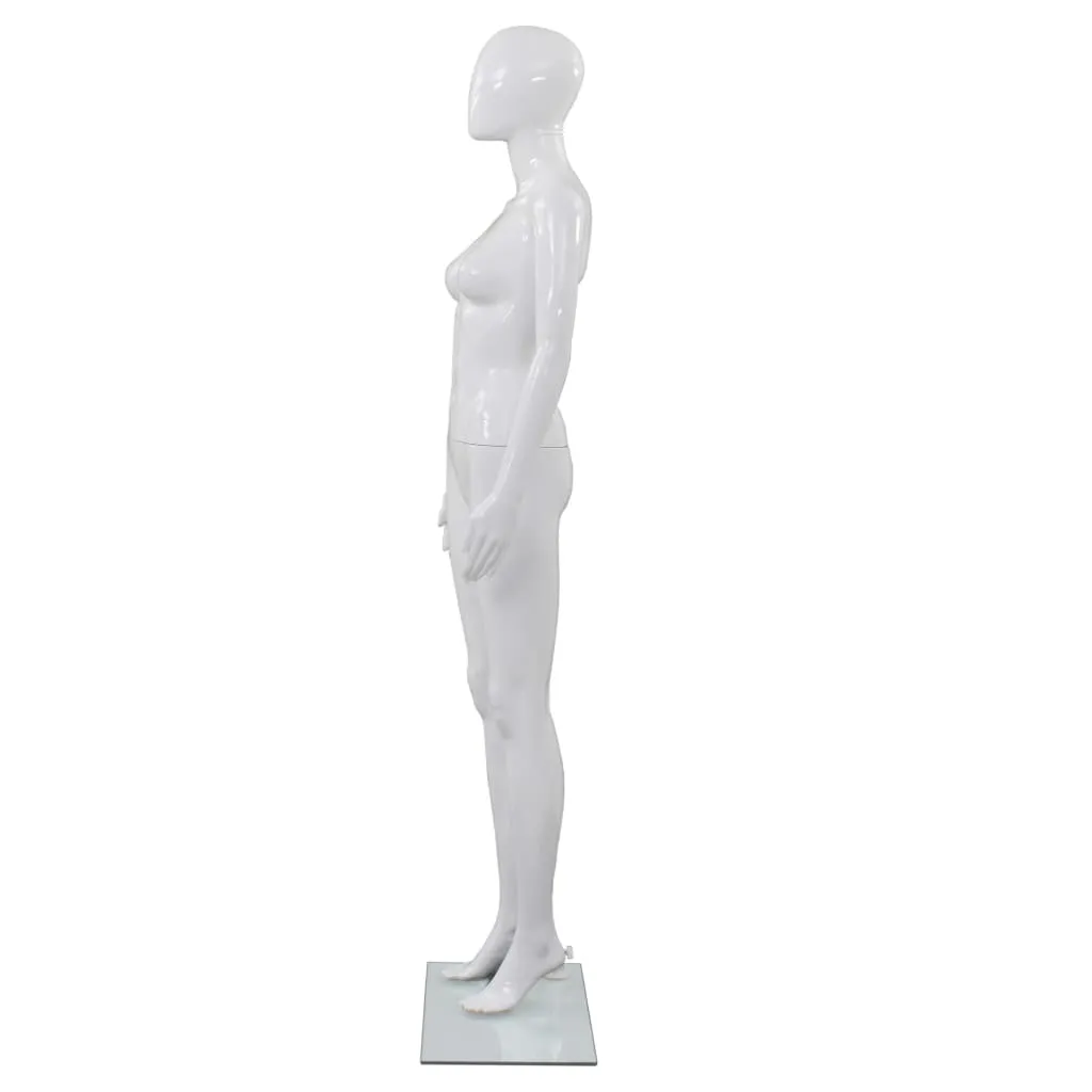 vidaXL Full Body Female Mannequin with Glass Base Glossy White 175 cm