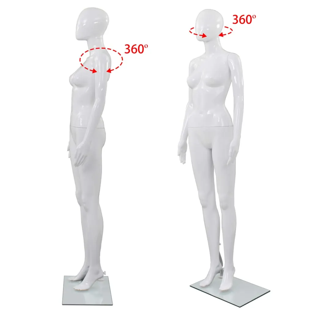 vidaXL Full Body Female Mannequin with Glass Base Glossy White 175 cm