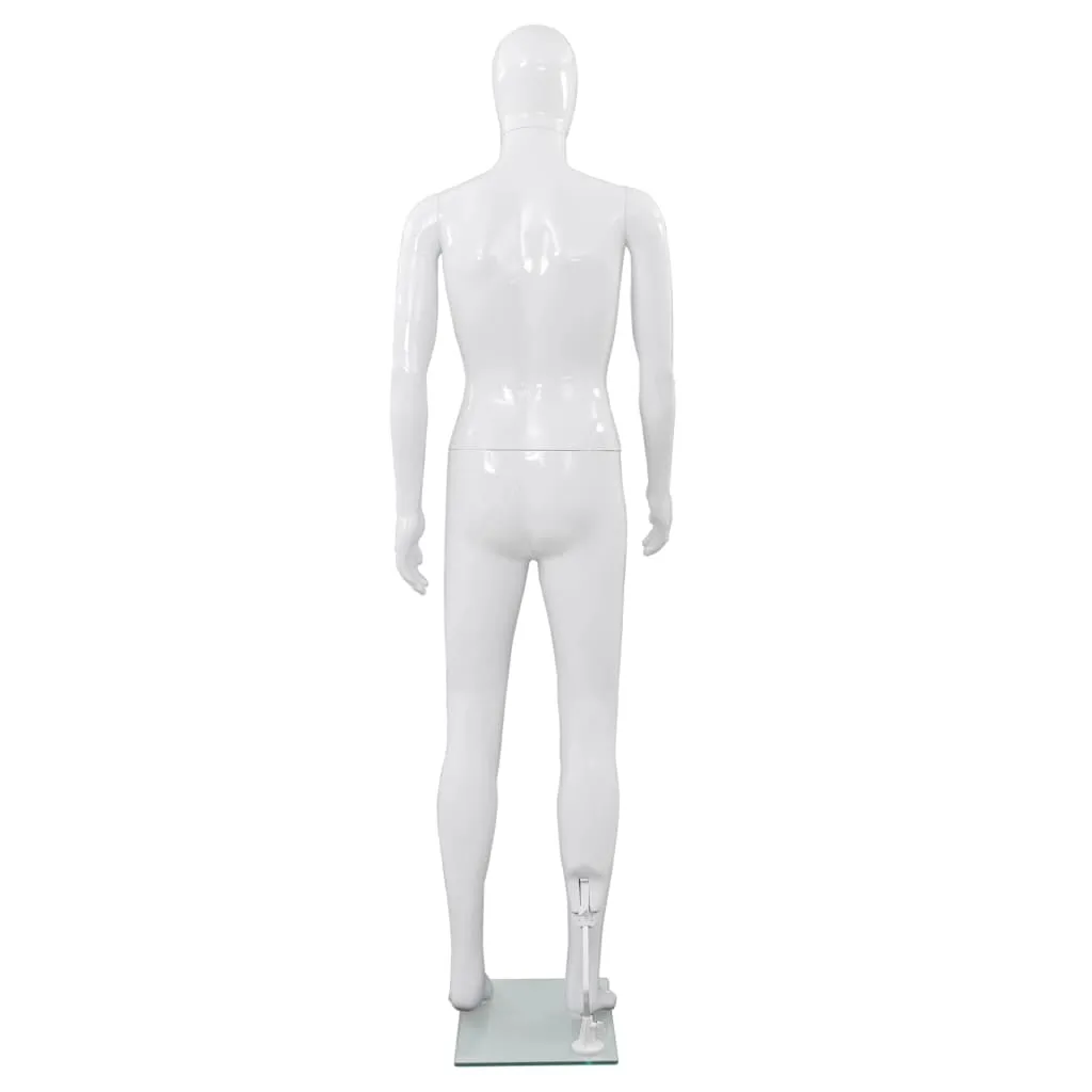 vidaXL Full Body Male Mannequin with Glass Base Glossy White 185 cm