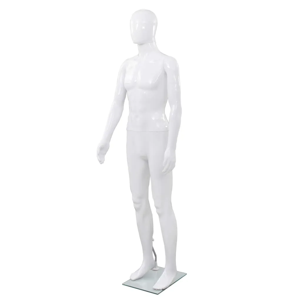 vidaXL Full Body Male Mannequin with Glass Base Glossy White 185 cm