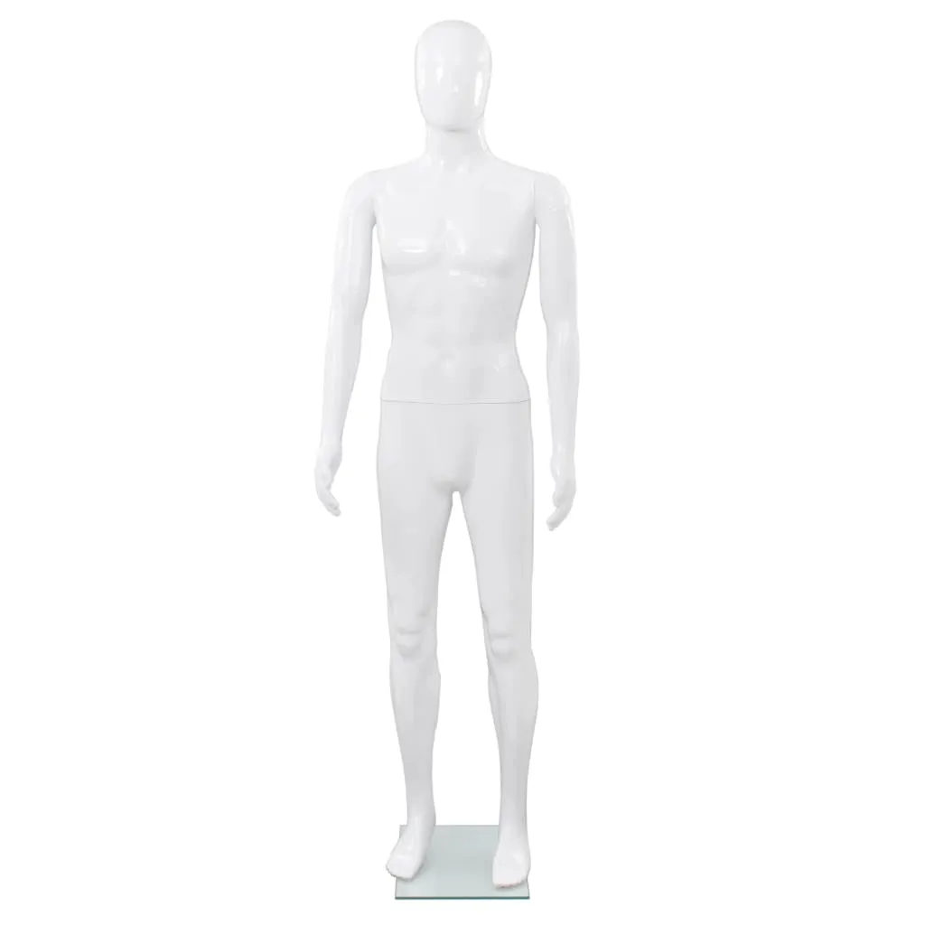 vidaXL Full Body Male Mannequin with Glass Base Glossy White 185 cm