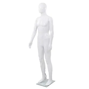 vidaXL Full Body Male Mannequin with Glass Base Glossy White 185 cm