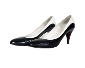 Vintage 1980s Bruno Magli Shoes Black & White Pumps Size 7AA