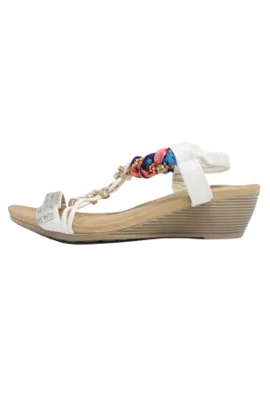 White Lightweight T Strap Wedge Sandal-1