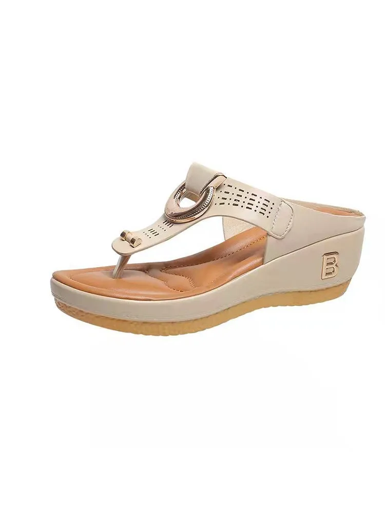 Women'S Beach Toe-Clip Wedge Heels Sandals