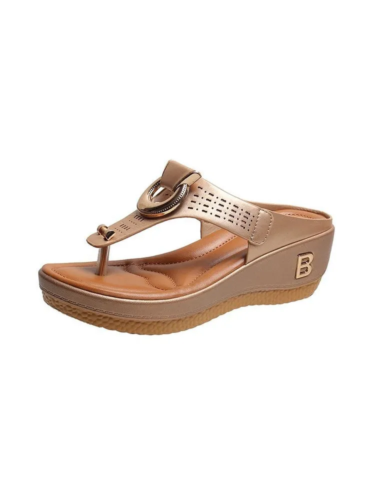 Women'S Beach Toe-Clip Wedge Heels Sandals