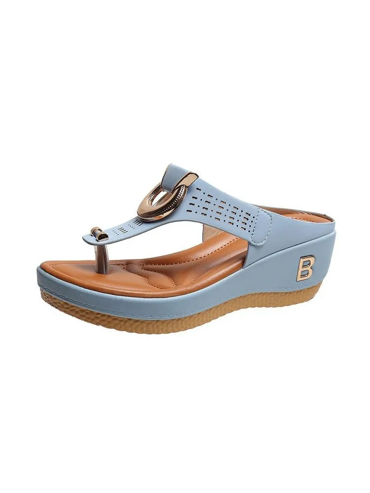 Women'S Beach Toe-Clip Wedge Heels Sandals