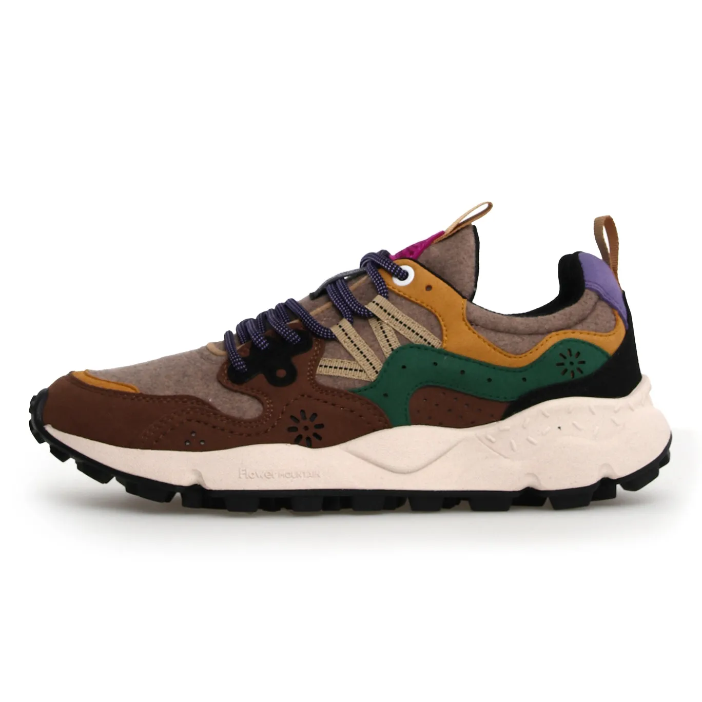 Yamano 3 Uni Kaiso Eco Suede/Eco Wool Trainer - Brown Multi