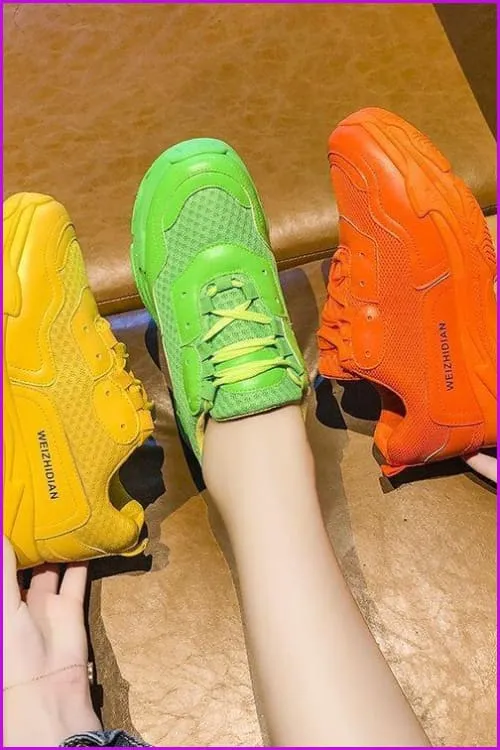 Yellow/Green/Orange Noen Women Sports Sneakers Shoes F171