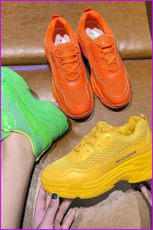 Yellow/Green/Orange Noen Women Sports Sneakers Shoes F171