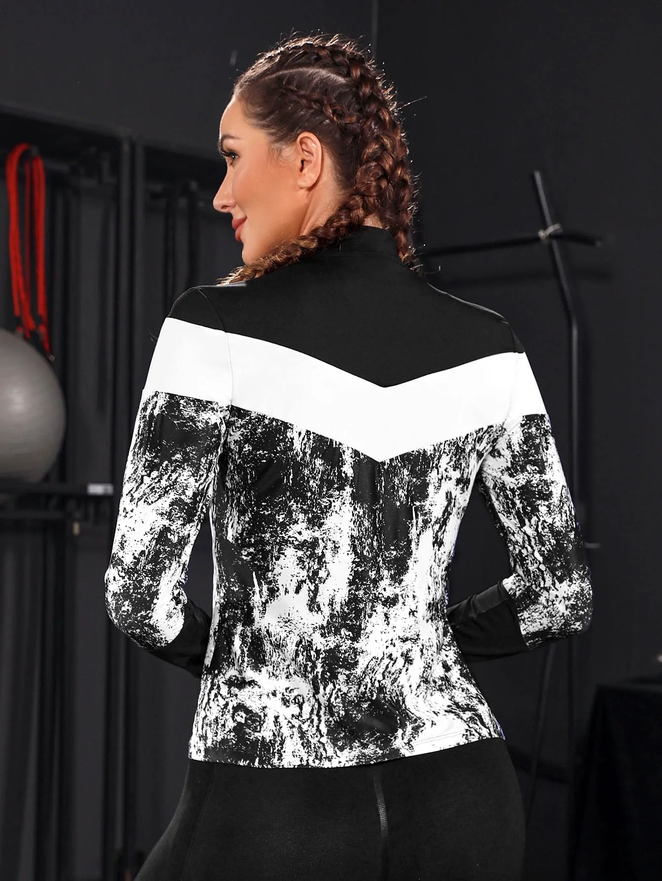 Yoga Trendy Tie Dye Thumbholes Sports Jacket